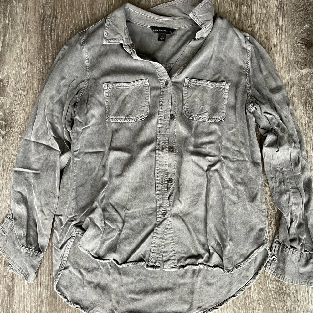 Grey button down